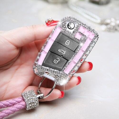 Diamond Crystal Car Key Case Cover For Volkswagen VW Golf 7 mk7 Seat Ibiza Leon FR 2 Altea Aztec For Skoda Octavia Accessories