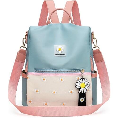 Patchwork Color Nylon Women Backpacks Casual Lightweight Small Daypack for Girls Outdoor Hiking Travel Anti Theft Backpack Bags