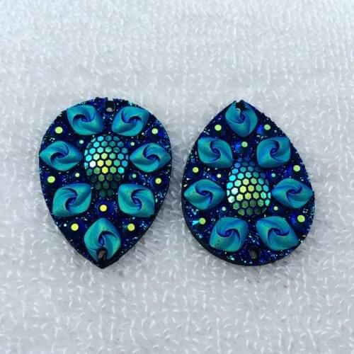 DIY 30PCS AB Resin Drop Sew On Rhinestone buttons Crystals Stones Strass 30*40mm -T080*5