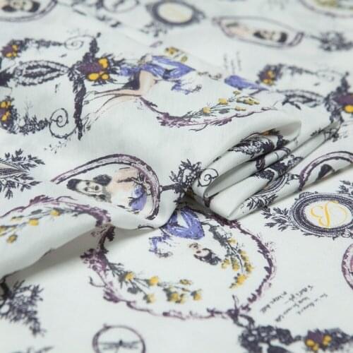 Europe style:Purple and white floral and women printed pure cotton fabric,sewing for dress,skirt,blouse,home,craft by the yard