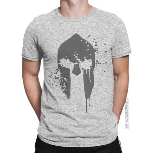 Mens T-Shirt Spartan Blood Sparta Helmet Creative Cotton Tees Classic Short Sleeve T Shirts Round Neck Clothes Party