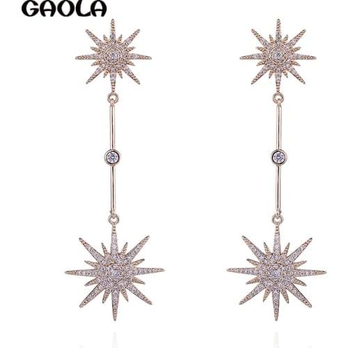 GAOLA New Design Cubic Zirconia Stone Fashion Flower Bridal Earrings Star Shape Earring GLE6743