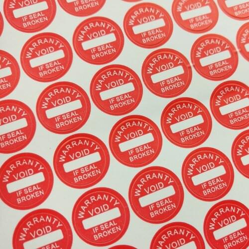 Fragile WARRANTY VOID IF SEAL IS BROKEN Warranty Sticker Red Round Size 1000pcs