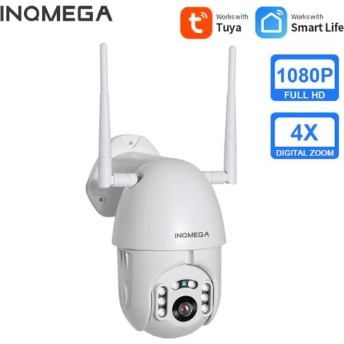 INQMEGA 1080P TUYA IP Camera WiFi Wireless PTZ Speed Dome Camera Outdoor Security Surveillance Camera Support Google Home Alexa