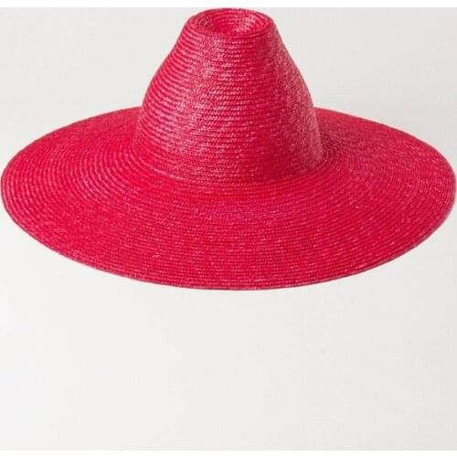 Conical high top light board hand-made large brim nature Wheat straw hat outdoor sunscreen beach straw hat