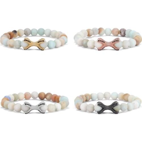 8mm crown elastic gold silver copper cz zircon cubic zirconia beads bohemian Yoga Bracelet agate Onyx Stone Bangles trfg3