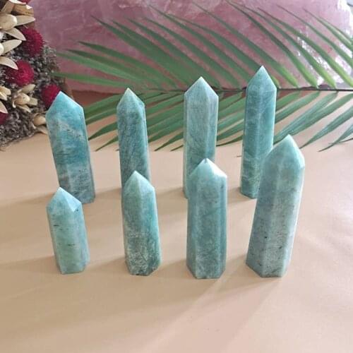 Beautiful 1pc Natural Amazonite Crystal Point Healing Obelisk Quartz Wand for Home Decor Reiki Energy Natural Quartz Crystals