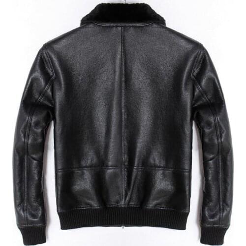 Genuine Leather Jacket Men Real Sheepskin Coat Coldproof Winter Thick Warm Fur Collar Coats Outerwear Male Brand Jackets Tops