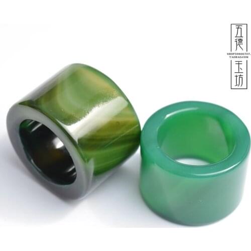 NATURAL GREEN AGATE RING FOR MEN WITH TEXTURE HANDMADE BRAND GREEN JADE RINGS JADE JEWELRY NATURAL STONE JADE MEN JEWELRY