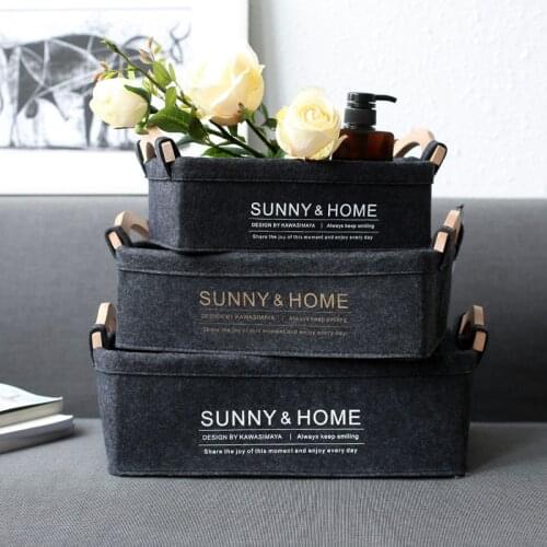 Felt Cloth Desk Storage Basket Stuff Cosmetic Storage Box Livingroom Neatening Decoration