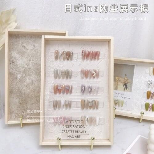 2021 new Japanese-style dust-proof nail art display board style swatch solid wood minimalist style work display accessories