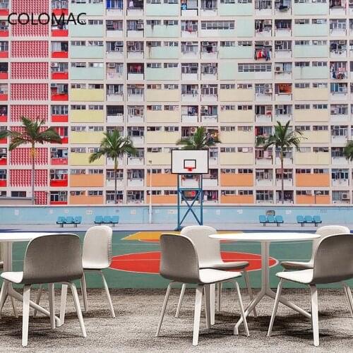 Colomac Custom Hong Kong Architecture Street View KOL Graffiti Wallpaper Restaurant Background Mural Wall Decor Drop Shopping