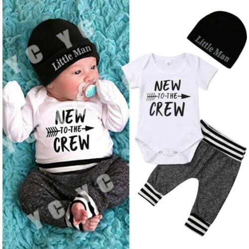 Pudcoco Infant Newborn Baby Girls Boys Clothes Letter Print Romper+Long Pants Leggings +Hat Casaul Kids Clothes Outfits Set