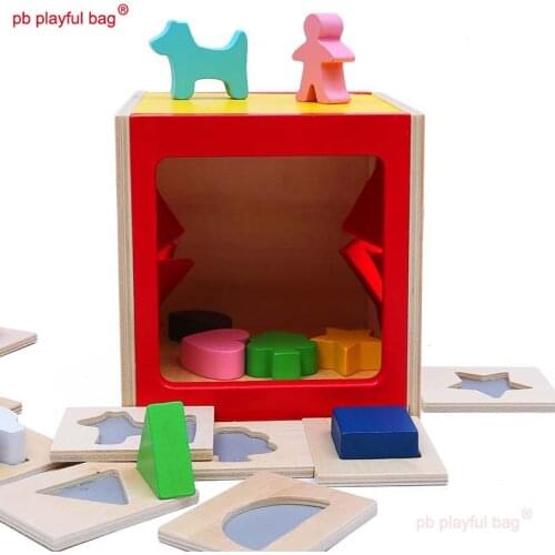 PB Playful bag Montessori Educational DIY Wooden Building blocks Childrens intelligence toys Japanese popular gifts UG28