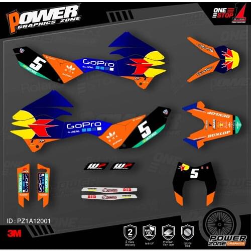 PowerZone Custom Team Graphics Backgrounds Decals 3M Stickers Kit For KTM SX SXF MX 07-10 EXC XCW Enduro 08-11 125 to 500cc 03