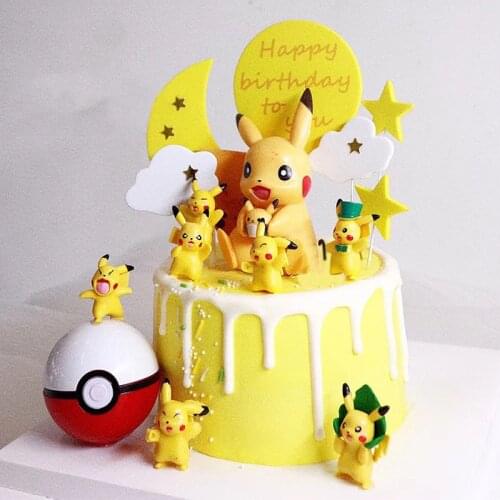 Pikachu Cake Supplies Toy Ornaments Pokemon Party Cake Decoration Character Anime Doll Enamel Collect Toy Gift Kid Child Gift
