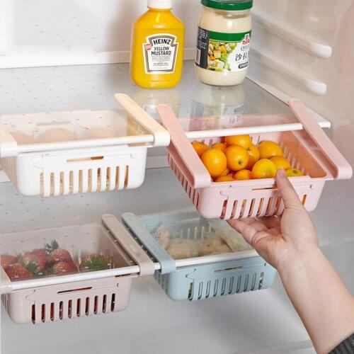 Plastic Refrigerator Storage Box Sliding Shelf Lower Shelf Drawer Box Rack Refrigerator Drawer Kitchen Fruit Food Storage Box
