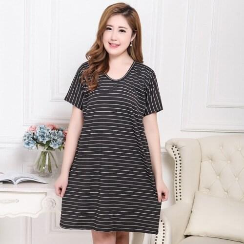 3XL-8XL Plus size Summer Dress 2021 New Women Striped Midi Loose Stretch Dress 6XL 7XL Large size Black Ladies OL Dress RV981