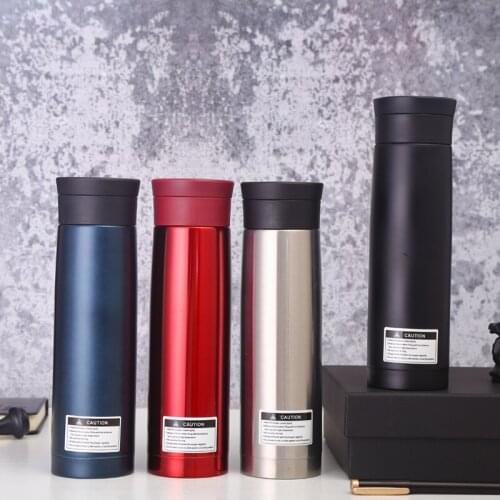 Portable Stainless Steel High Capacity Thermos Solid Color Mug Straight Coffee Cup Gift Creativity Car Flask Business Water Mug