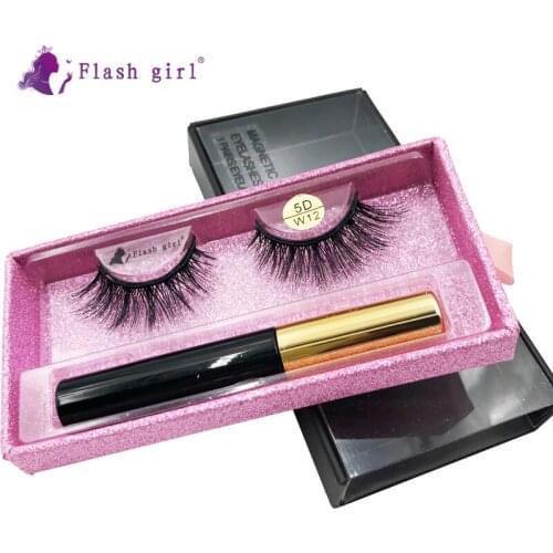 Professional Fake Eyelash In Bulk 1 Pair Magnetic Eyelashes Long Lasting Waterproof Eyeliner Kit Soft Mink Eye Lashes W12
