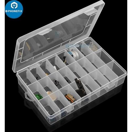 Adjustable 24 Grids Compartment Plastic Storage Box Jewelry Earring Bead Screw Holder Case Organizer Container for Phone Repair