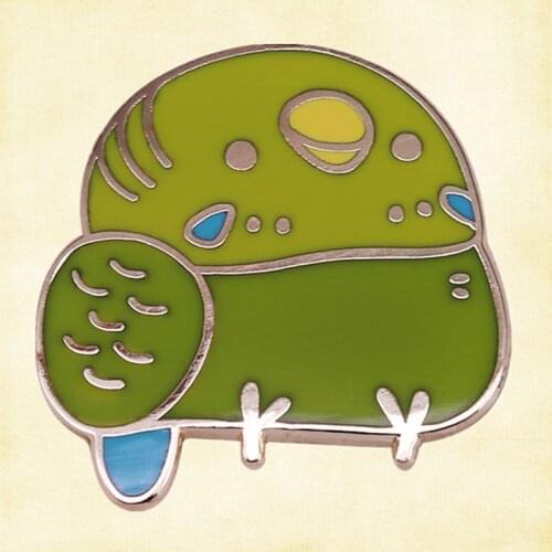 Cute green Budgerigar parrot enamel pin Budgie bird animal brooch