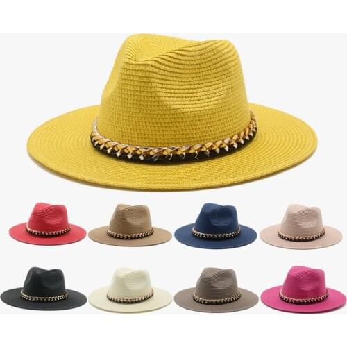 2021 Fashion Summer Casual Unisex Beach Triangle Canvas Big Brim Jazz Sun Hat Panama Straw Hat Paper Straw Hat WomenS MenS