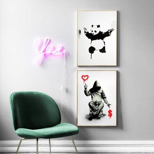 Modern Abstract Funny Monkey Panda Sketch Poster Wall Art Picture Print Canvas Painting Nordic Room Decoration