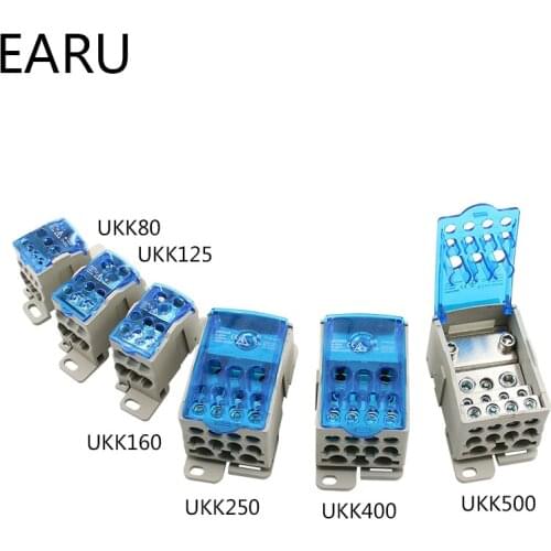 UKK80A 125A 160A 250A 400A 500A Terminal Block 1 in many Out Din Rail Distribution Box Universal Electric Wire Connector Heavy