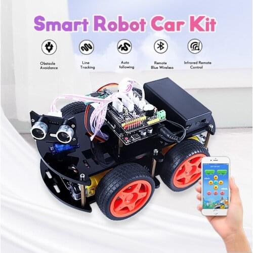4WD Multi-functional Smart Robot Car Kit V3.0 for UNO R3, Ultrasonic Sensor, Bluetooth Module for Arduino Educational programmin