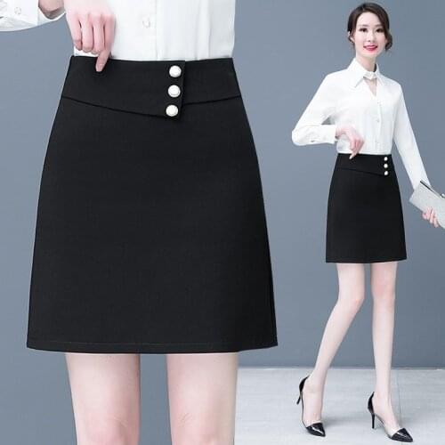 Spring and summer 2021 solid-color skirt womens a-word skirt high-waisted short skirt bun skirt professional work dress skirt