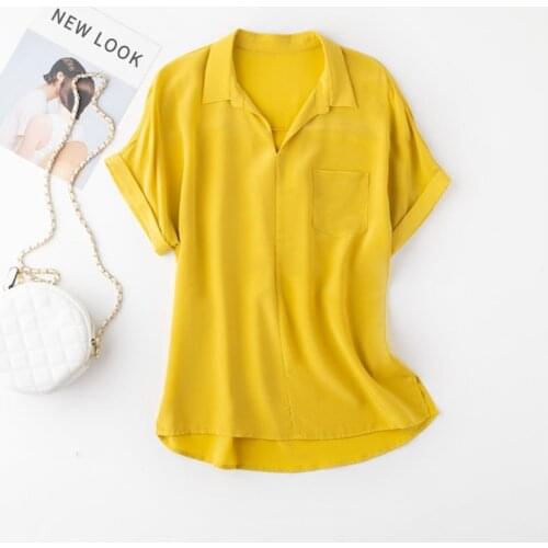 High Quality 100% Silk Black Top Female T-shirt Short Sleeve T-Shirts Summer Clothes for Women 2021 Camisetas De Mujer Pph4143