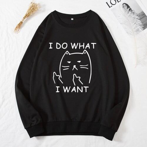 Autumn New Cat Print Sweatshirt Kawaii Hoodies Women Top Clothes Hoody Female Winter Womens Pullover