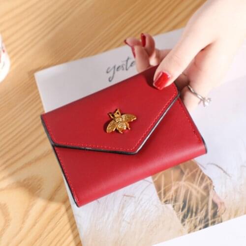 Women Bee Wallet Luxury Short Style Wholesale 2021 New Fashion All-match Womens Wallet Portable PU Card Case Korean Letter Bag