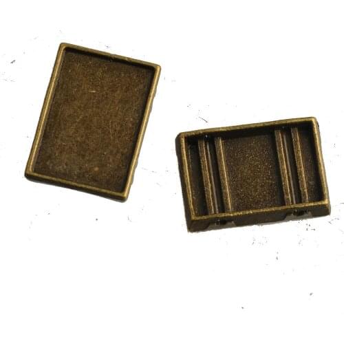 Antique bronze beads multilayer bracelets 2 holes rectangle diy cabochon cameo silver metal jewelry accessories 22*16mm 10pcs