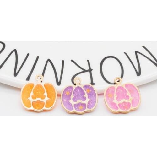 10pcs/pack Enamel Pumpkin Charms Halloween Holiday Series DIY Jewelry Pendant For Earring Bracelet Making 18.5*20mm