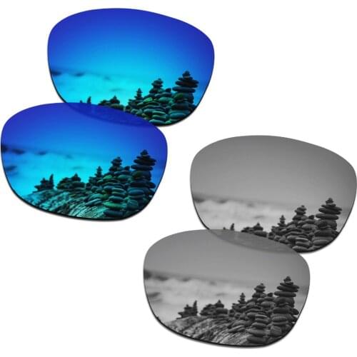 SmartVLT 2 Pairs Polarized Sunglasses Replacement Lenses for Oakley Drop In Ice Blue and Silver Titanium