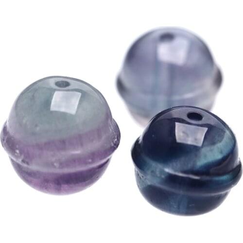 2Pcs Natural Fluorite Loose Beads for Jewelry Making Crystal Bell Rainbow Stone DIY Women Bracelet Pendant Accessories Wholesale