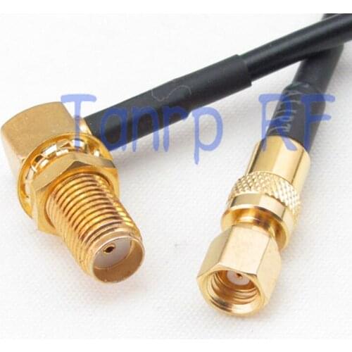 6in SMC male plug to SMA female right angle 90 degree RF connector adapter 15CM Pigtail coaxial jumper RG174 extension cable