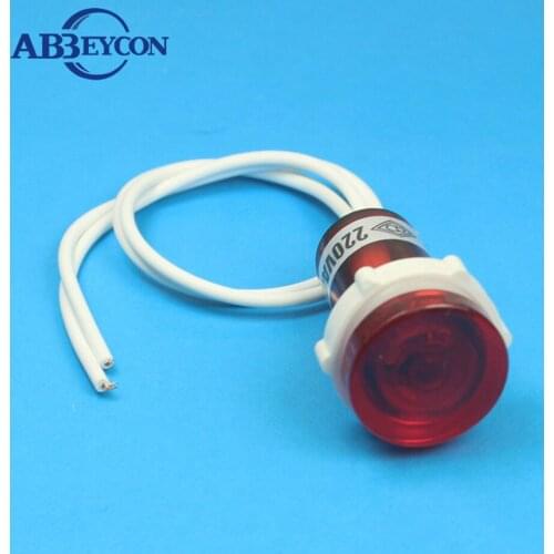 ABBEYCON 100pcs/lot Plastic Indicator Light 15mm Flat Round Pin Terminal Green Color Guiding Lamp 220V