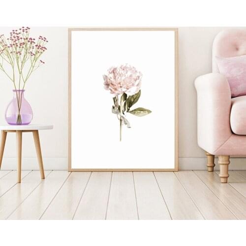 Watercolor Pink Peony Floral Painting Canvas Prints Nordic Poster Flower Wall Art Picture Living Room Bedroom Home Decoration