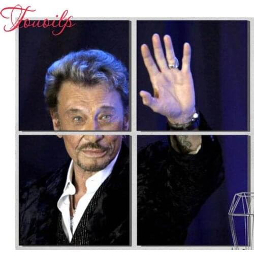 TOUOILP Full,square&round 5D Diamond 4pcs/set Johnny Hallyday 5d Diamond Painting 3d picture,Cross Stitch,DIY Diamond Mosaic