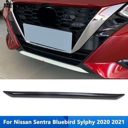 For Nissan Sentra Bluebird Sylphy Almera 2020 2021 Chrome Front Lower Bumper Grille Grill Molding Trim Exterior Car Accessories