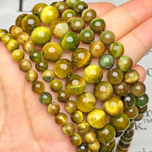 AAA Natural Yellow Green Tiger Eye Stone Beads Round Loose Spacer Beads For Jewelry Making DIY Accessories Bracelet 6 8 10mm