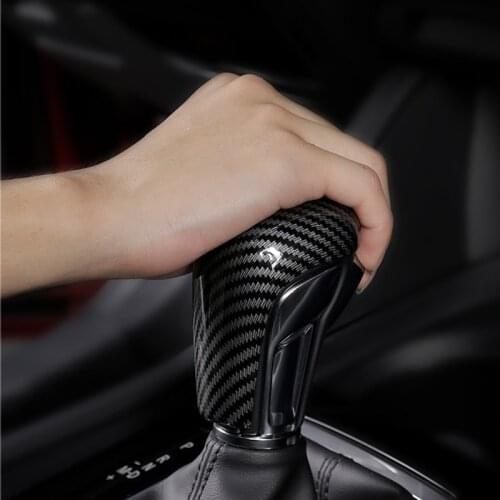 Gear Shift Knob Cover Carbon Fiber For Mazda CX30 CX-30 2020 2021 Accessories Car Gear Head Shift Knob Cover Decoration