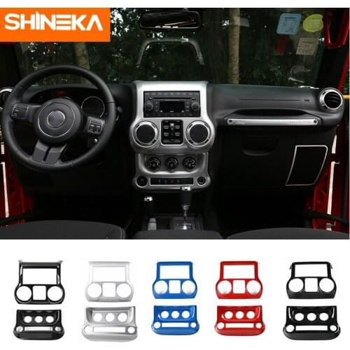 SHINEKA Car Dashboard Center Console Air Conditioner Switch Decoration Cover Stickers For Jeep Wrangler JK 2011-2017 Accessories
