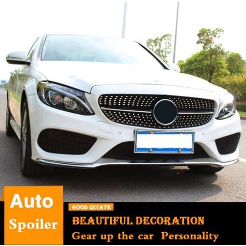 For Mercedes-Benz W205 C-class C180 C200 C220 C260 C300 Racing Grills Diamond Style Front Racing Grill Grille 2015 2016 2017
