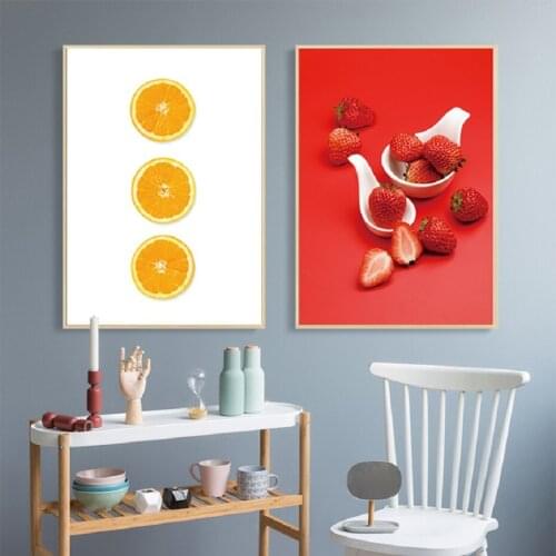 Home Kitchen Wall Decor Painting Art Poster Strawberry Orange Printings Canvas Picture for Interior Modern Nordic