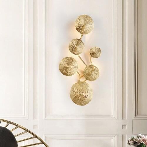 Elegant LED Stainless Indoor Wall Lamps Gold Fixtures Lotus Leaf Art Lamp Metal Novelty Creative Living Room Wall Light