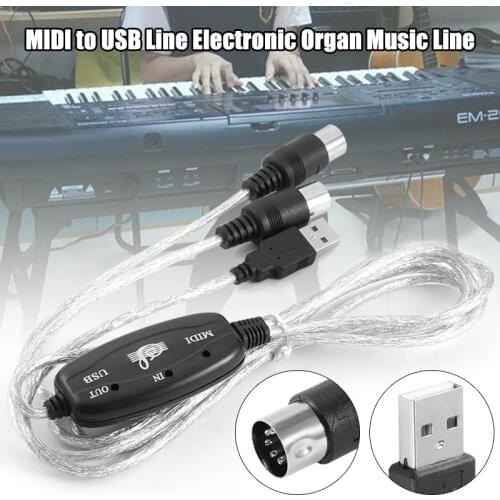 MIDI to USB Interface Cable Adapter for Keyboard Electronic Drum PC to Music Keyboard Cord FK88